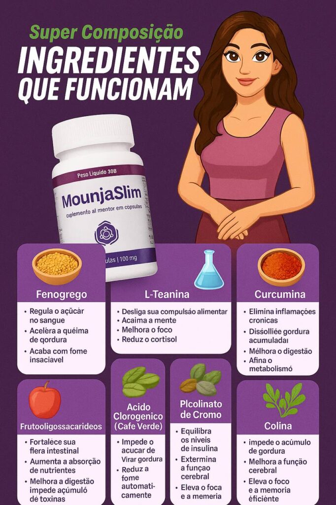 Ingredientes naturais do MounjaSlim e suas funções no emagrecimento